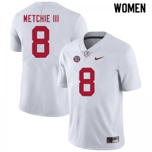 NCAA Women's Alabama Crimson Tide #8 John Metchie III Stitched College 2020 Nike Authentic White Football Jersey FM17F02EA